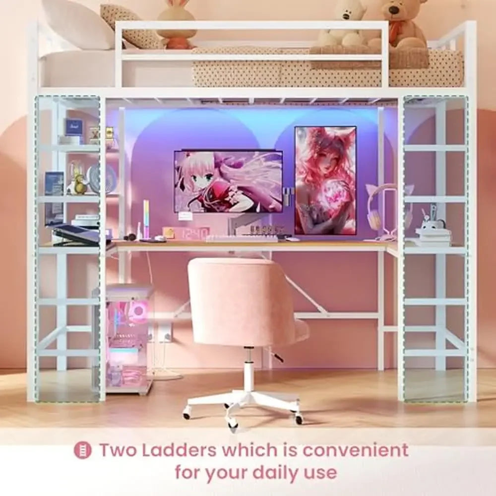 Twin Loft Bed with U-Shaped Desk