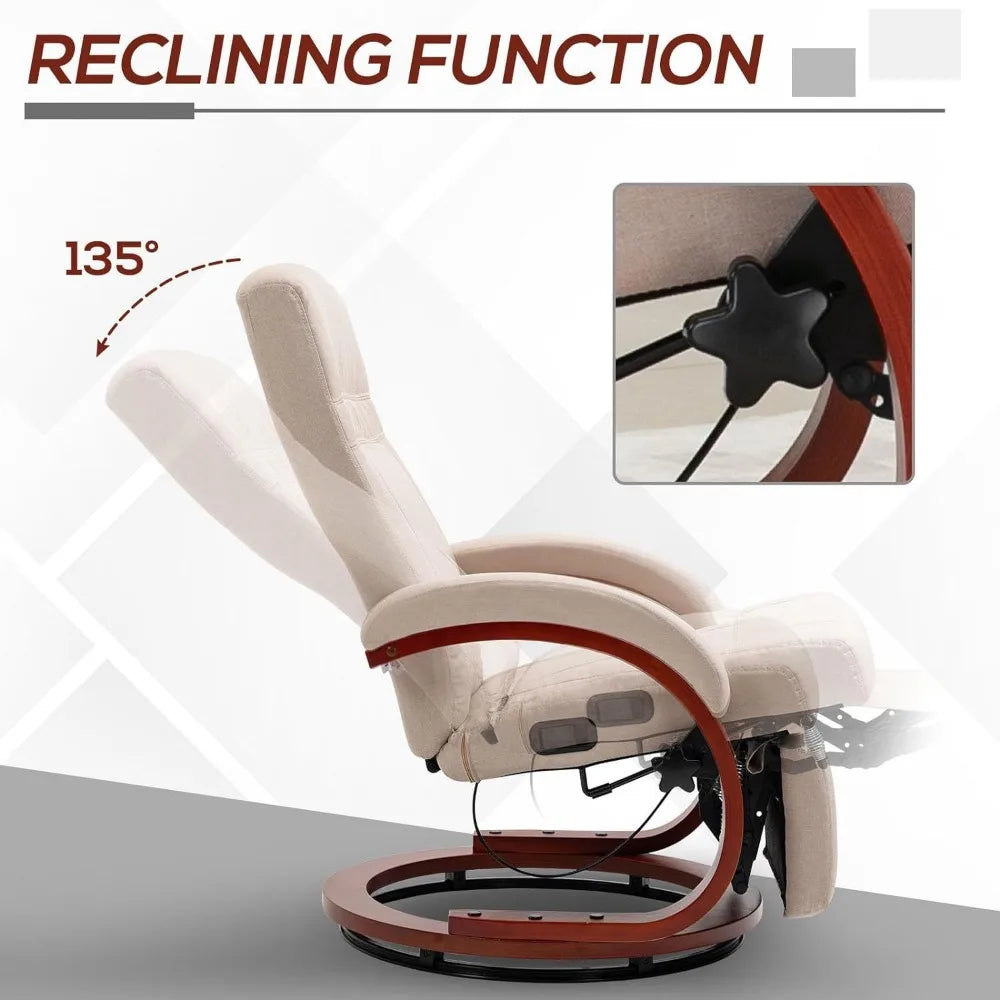 Adjustable Swivel Recliner with Footrest