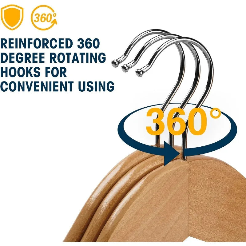 30 Pack Wood Clothes Hangers