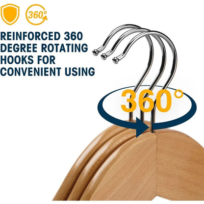 30 Pack Wood Clothes Hangers