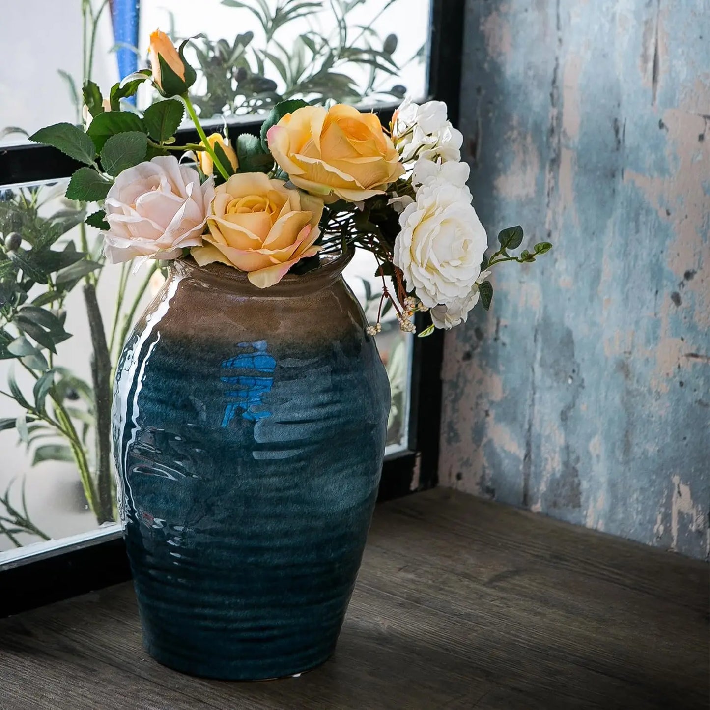 Blue Ceramic Floor Vase