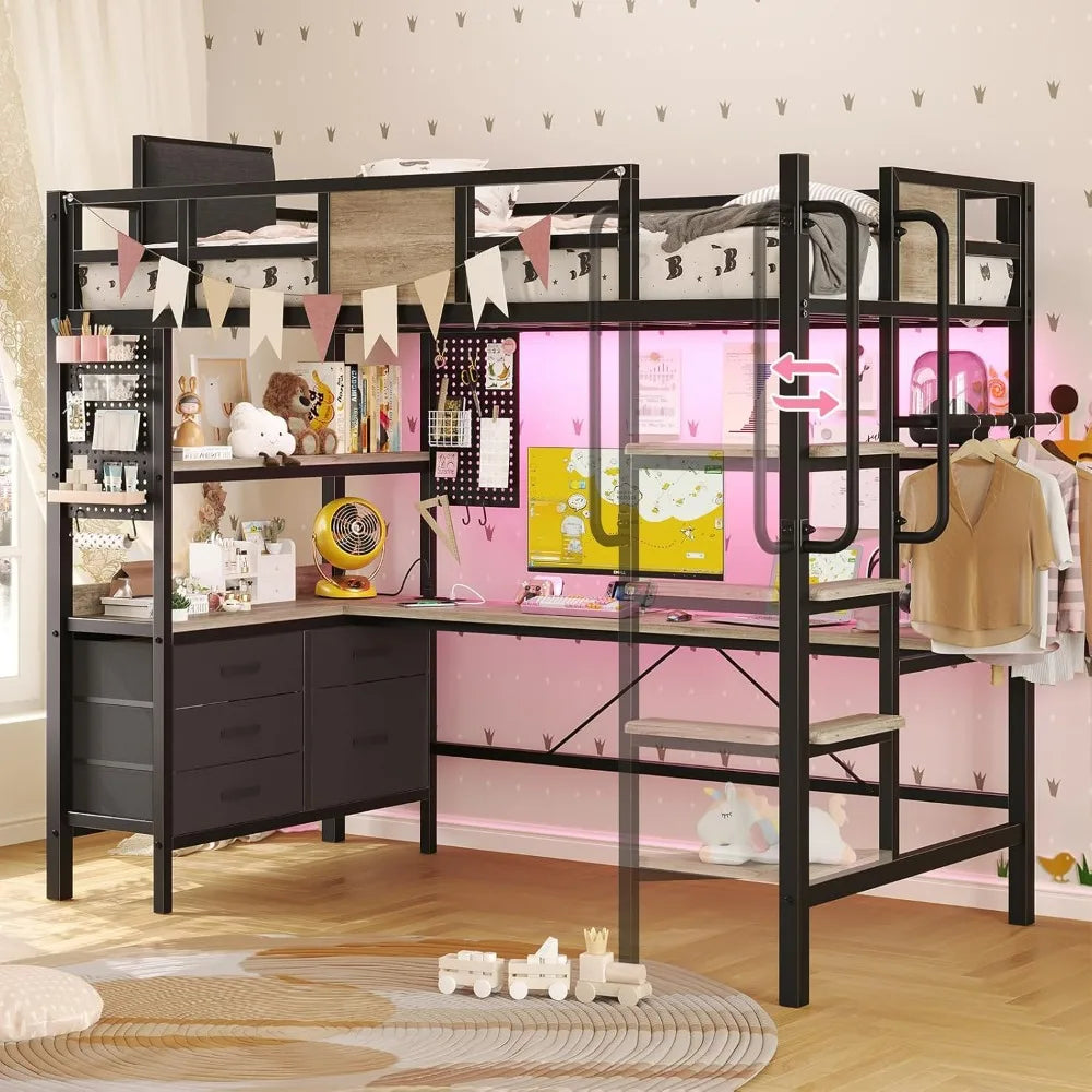 Twin Size Loft Bed with More!