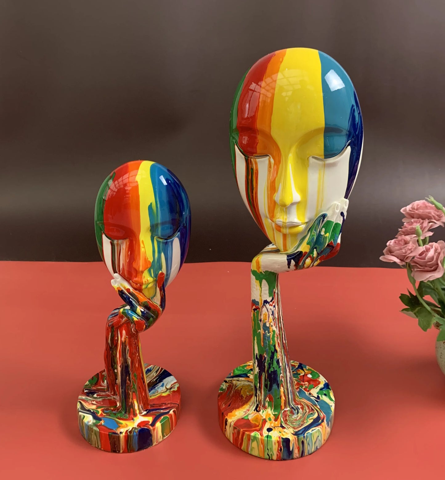 Colorful Woman Face Statues