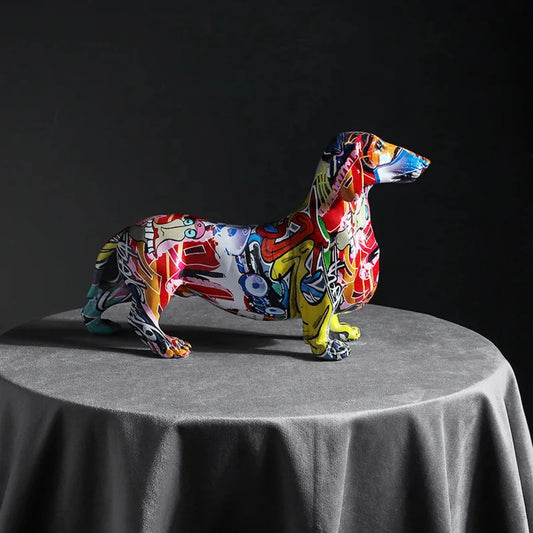 Painted Colorful Dachshund Dog Decoration