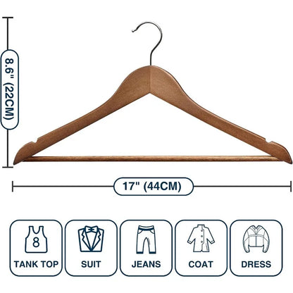 30 Pack Wood Clothes Hangers