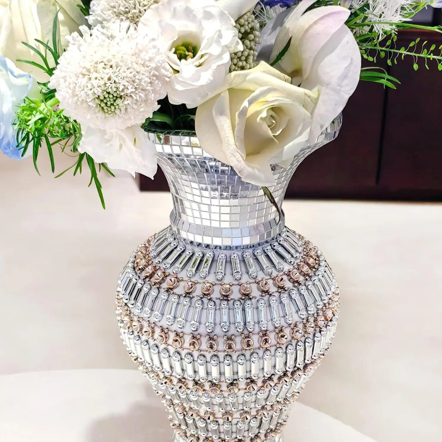 Large Vase Inlaid With Rhinestones