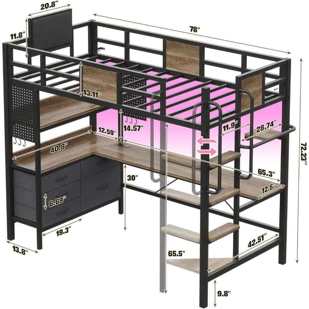 Twin Size Loft Bed with More!