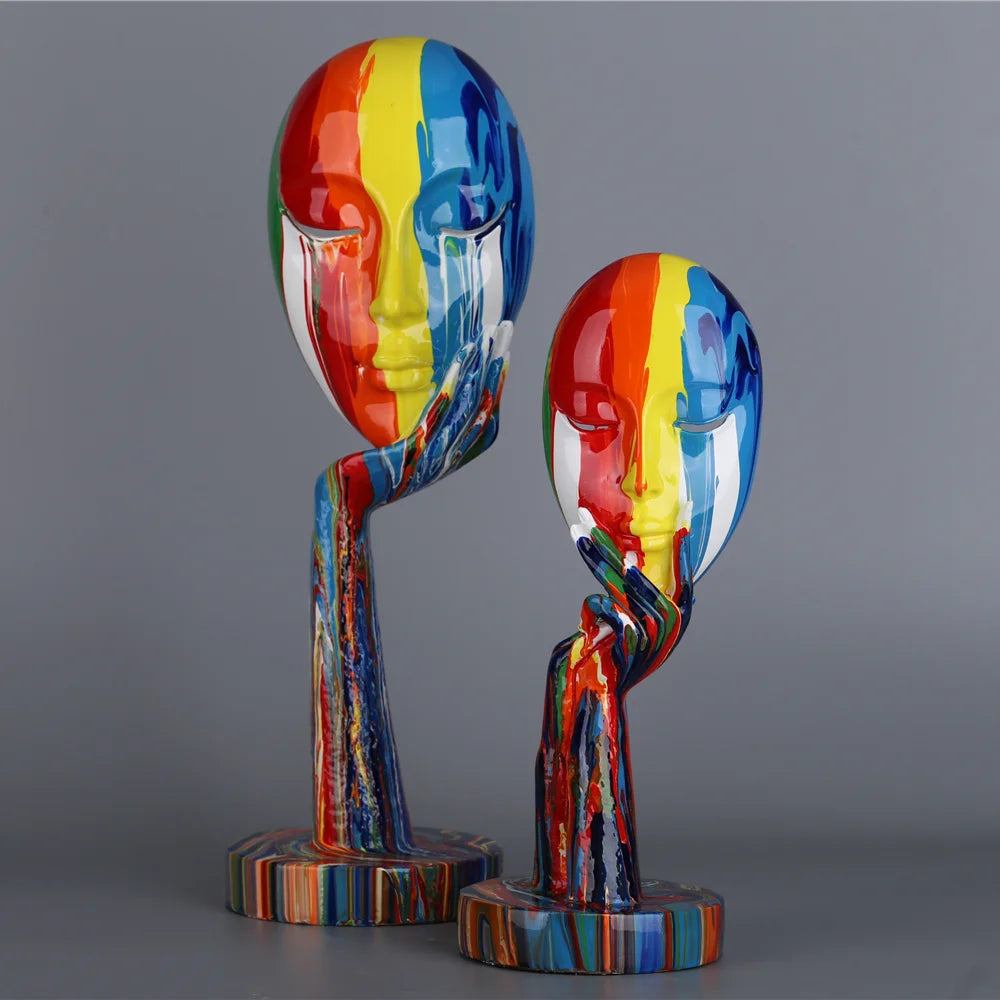 Colorful Woman Face Statues