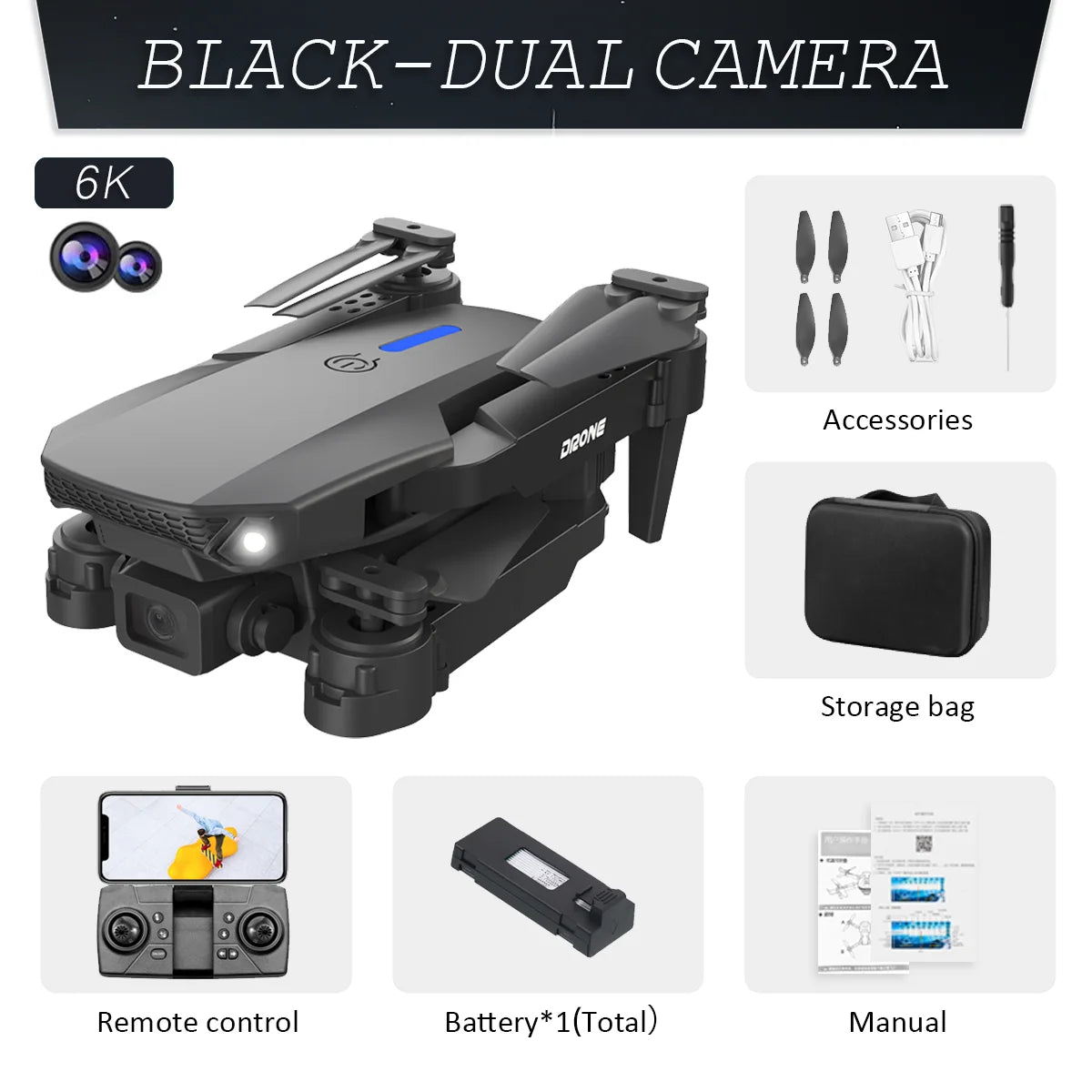 Professional Drone Wide-Angle HD Camera WiFi