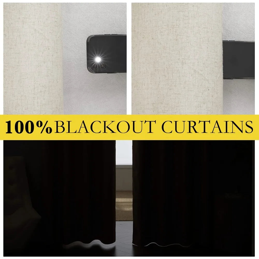 100% Blackout Linen Curtains