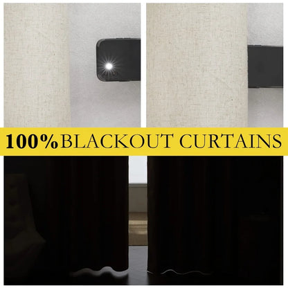 100% Blackout Linen Curtains