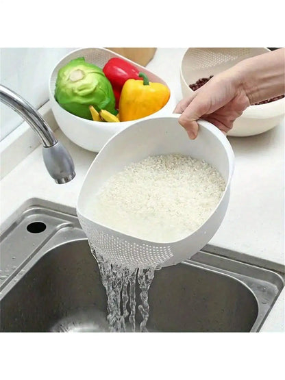 Rice Washing Bowl With Strainer