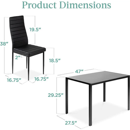 5-piece compact dining table set