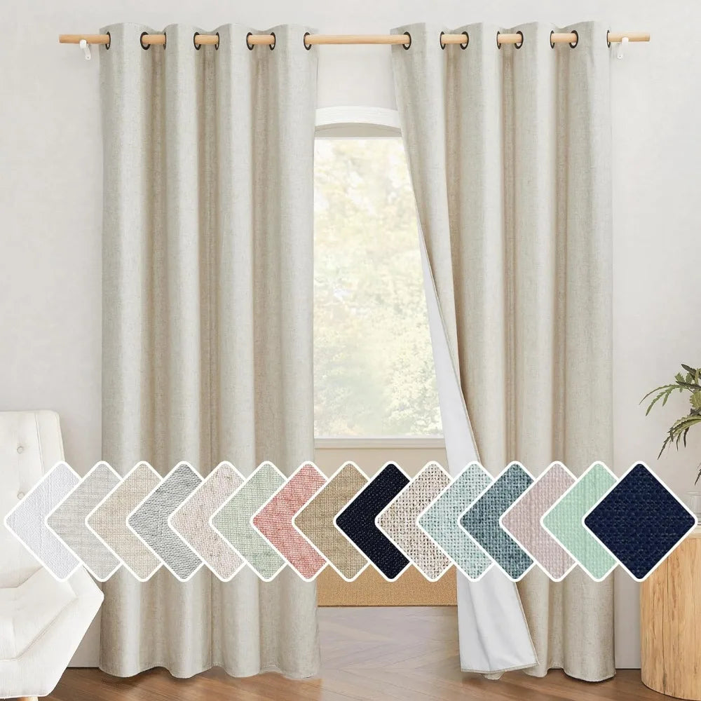 100% Blackout Linen Curtains