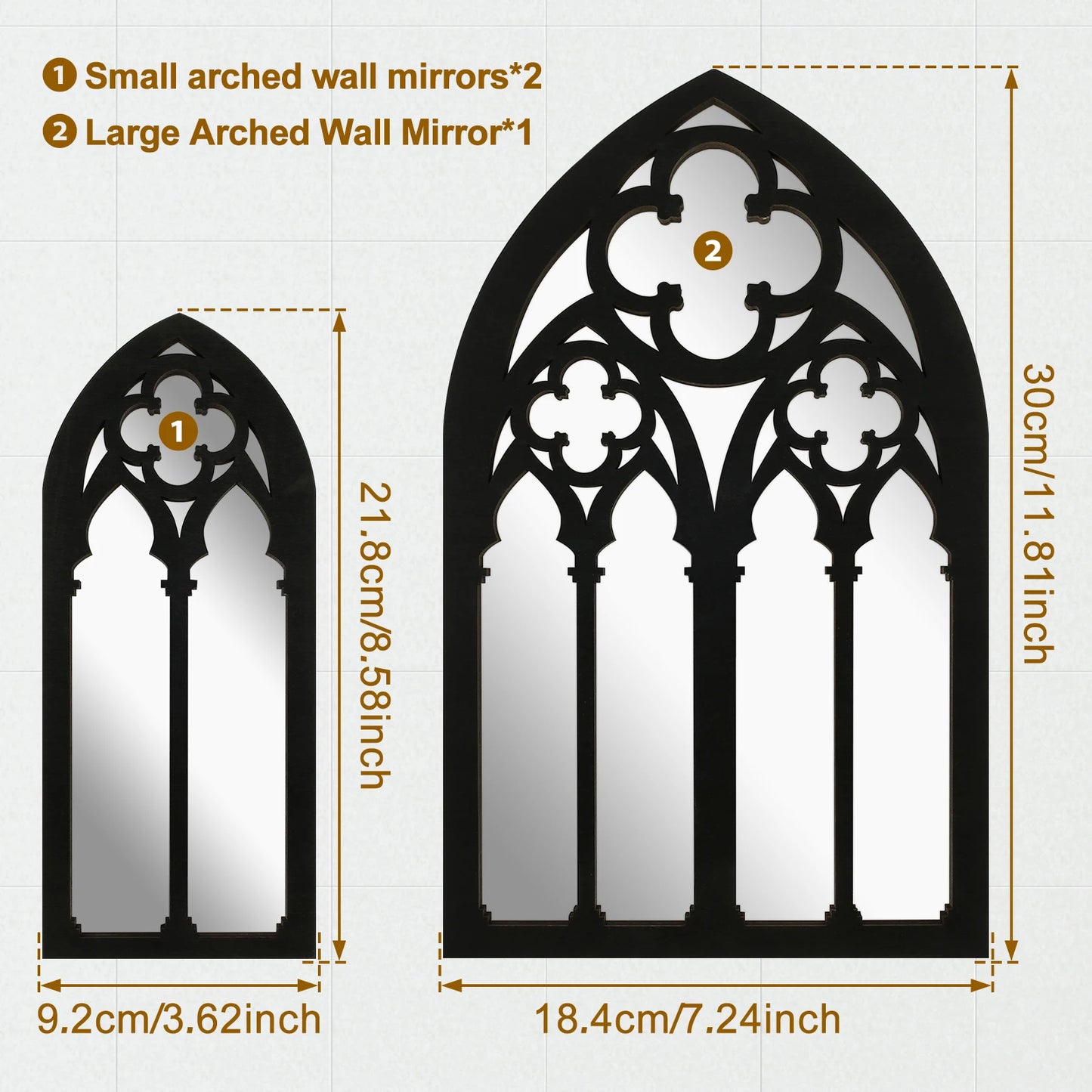 3pcs Gothic Mirrors