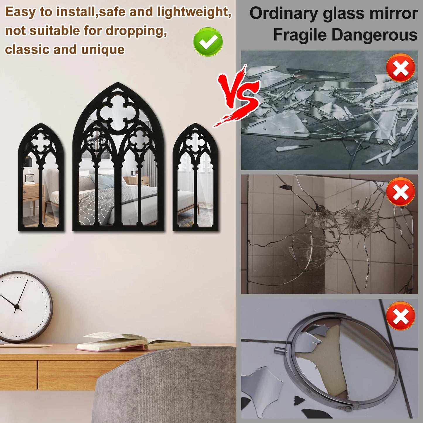 3pcs Gothic Mirrors