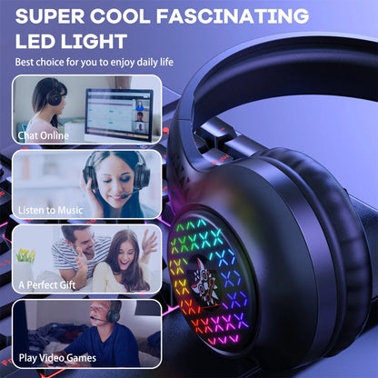 For Pc 3.5mm Gaming Headset With Noise Cancelling Mic Surround Sound Wired Headset With Rgb Lights Gaming Master Mh751/ Mh752