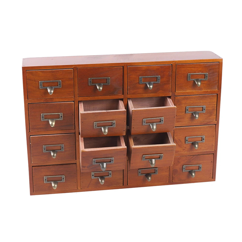 Antique Apothecary Cabinet With 16 Drawers Wood Box Desk Drawer Organizer Box Multi-drawer Organizer Sorting Storage