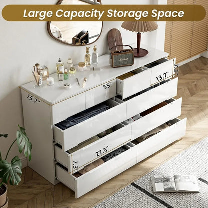 10 Drawer White Dresser for Bedroom