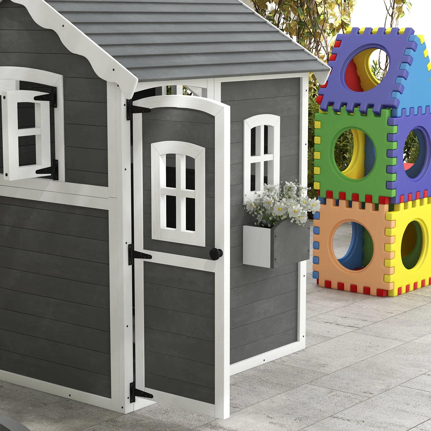 Outdoor Wooden Playhouse with Floor