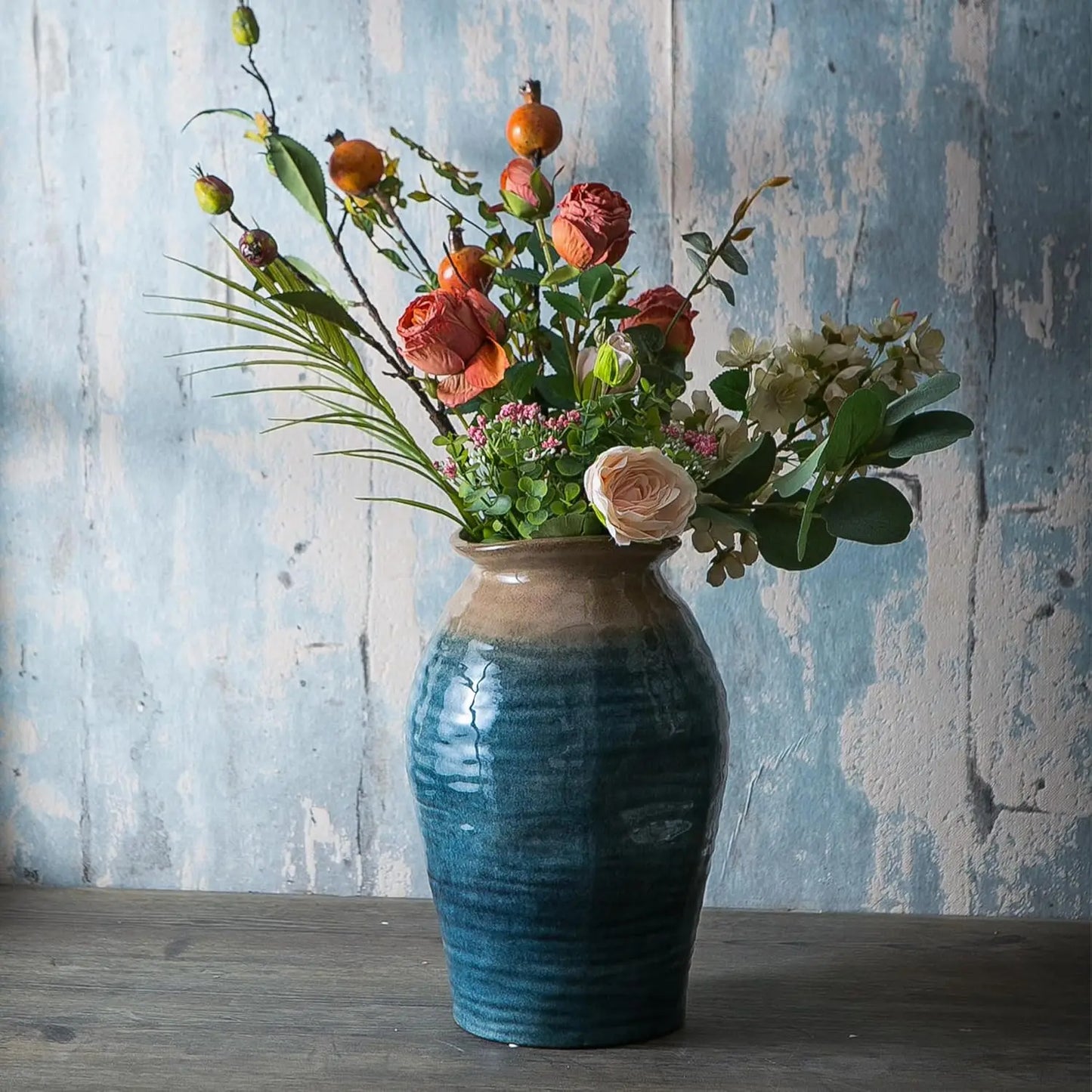 Blue Ceramic Floor Vase