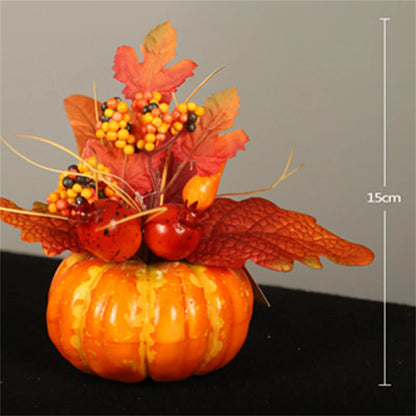 Fake Pumpkins With Artificial Flowers For Halloween House Party Thanksgiving Fall Ornaments Home Table Centerpiece Kitchen Decor