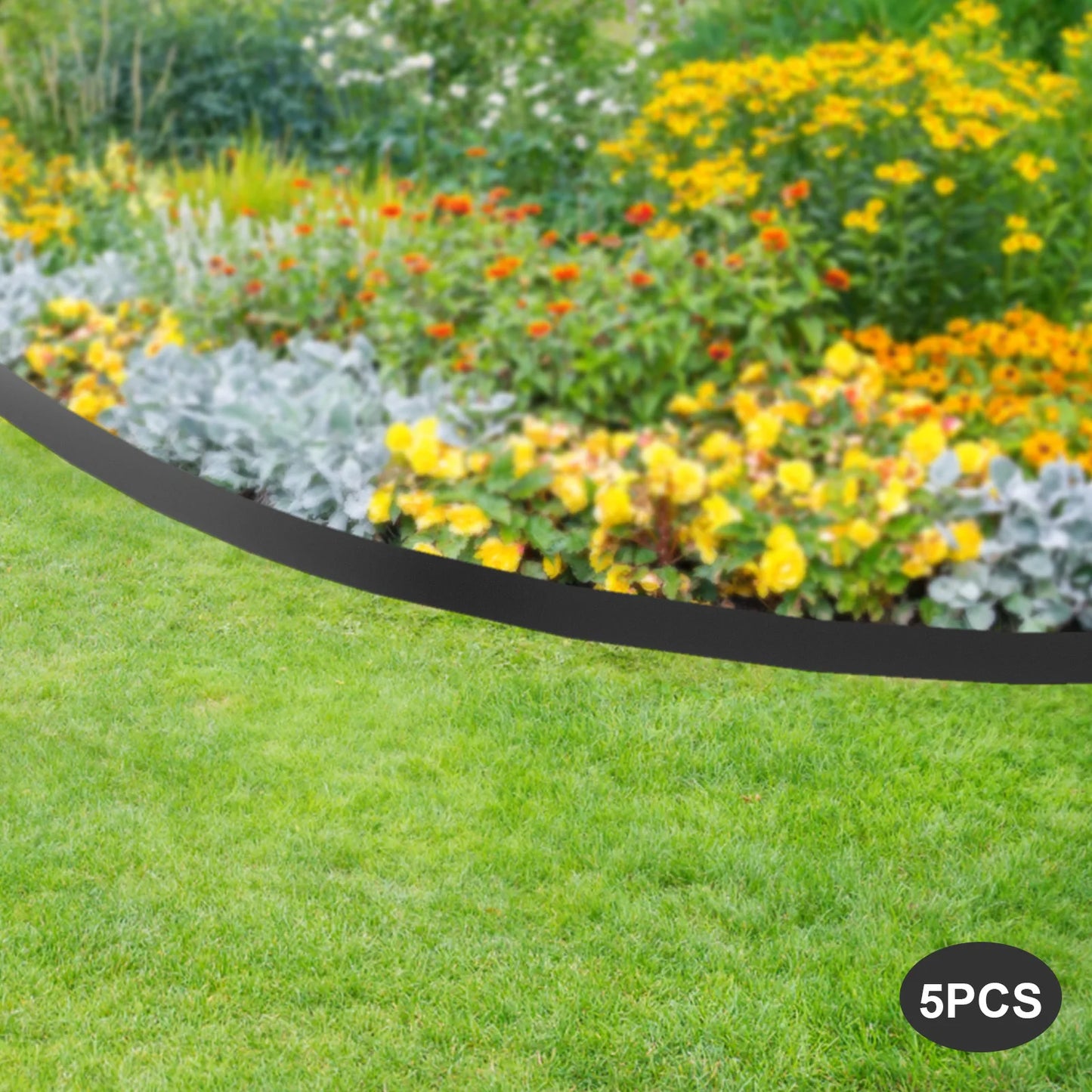 Steel Lawn Edging, 5PCS Metal Landscape Edging, 3"x39" Garden Edging Border, Flexible Steel Landscape Border, Brown Black Grey