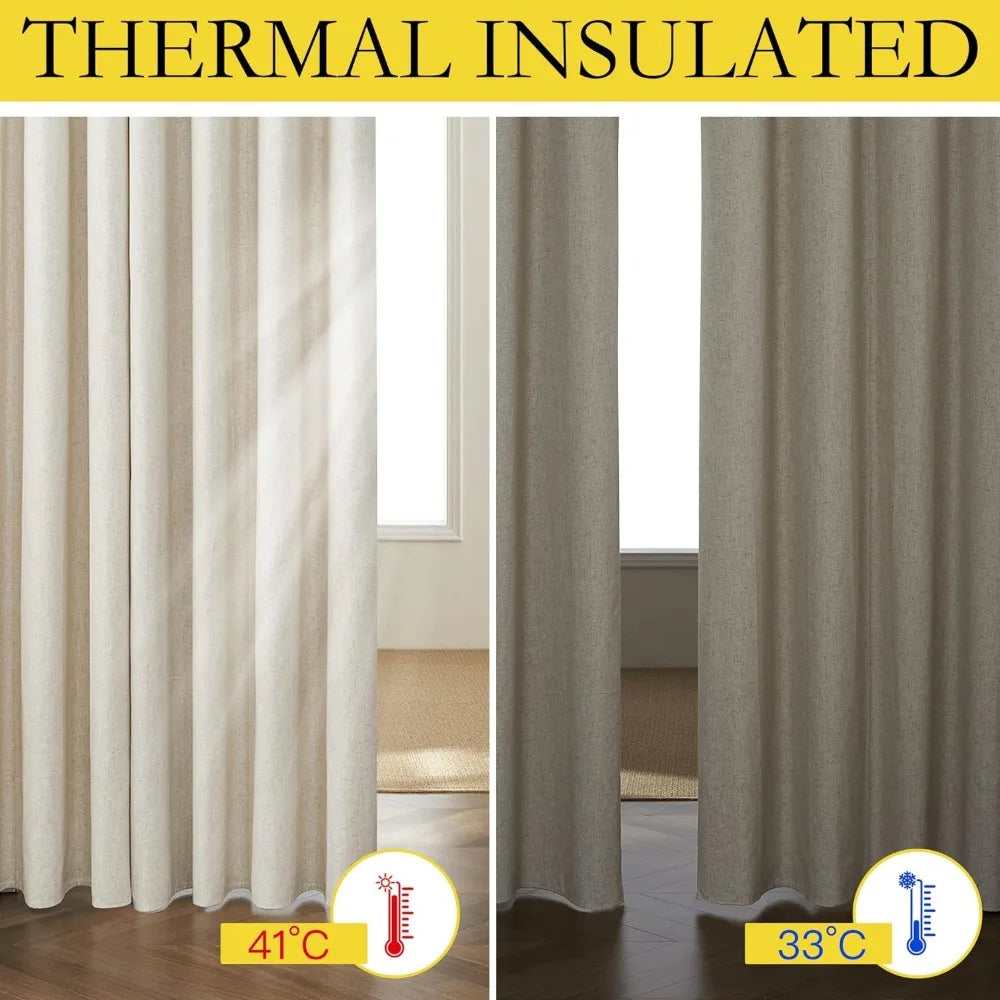 100% Blackout Linen Curtains