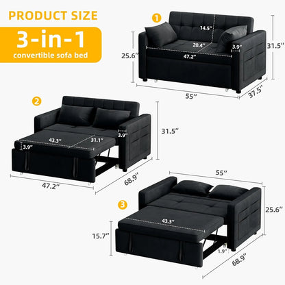 55" 3-in-1 Sleeper Sofa