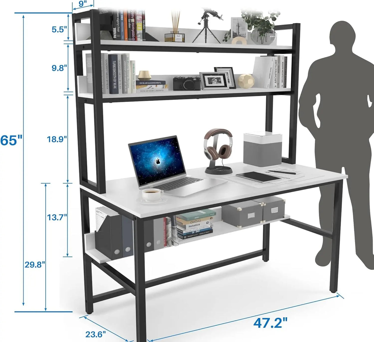 Computer Desk with Hutch and Bookshelf