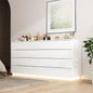 High Gloss Dresser with Lights,Modern Glossy Dresser, Chest of Drawers 8 Drawer Dresser, Contemporary Dressers for Bedroom White
