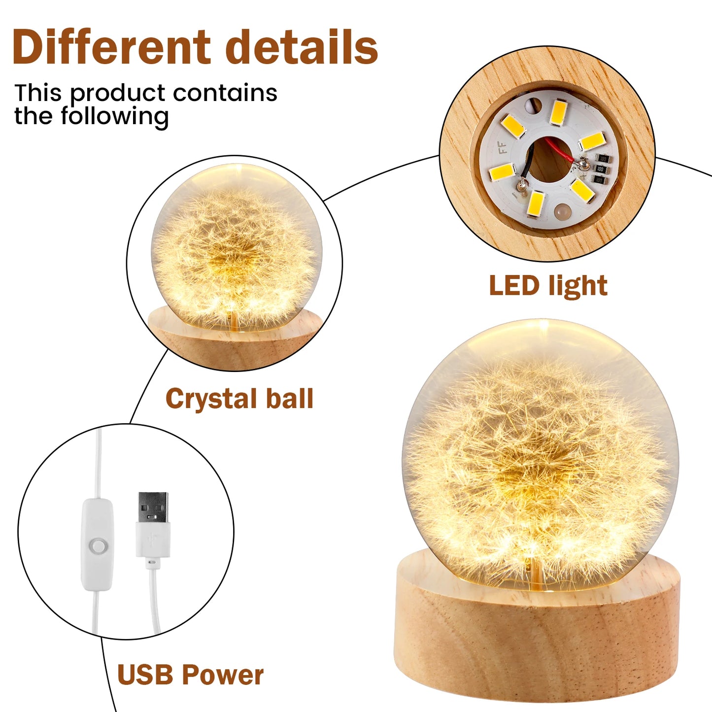 Dandelion Crystal Ball Night Lamp