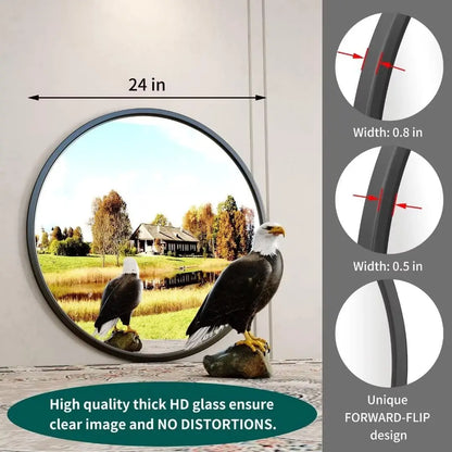 24'' Black Round Mirror