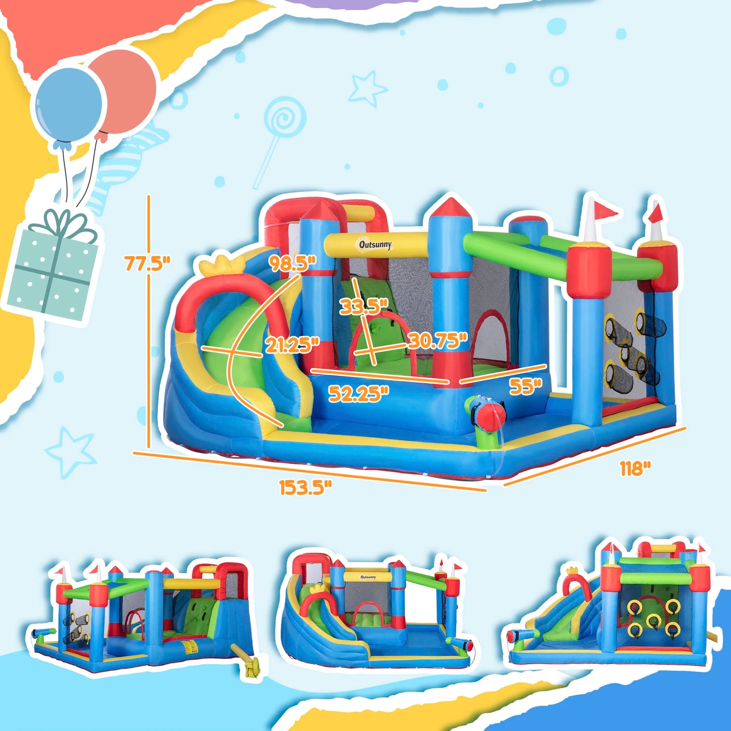6-in-1Inflatable Water Slide for Kids